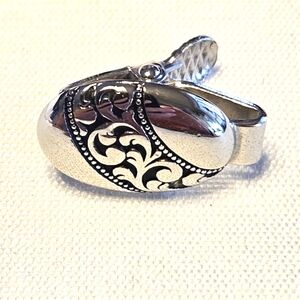 Swank Vintage Silver Carved Black Tie Clip